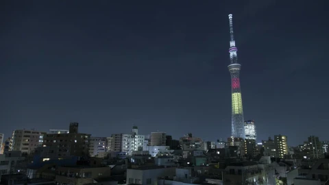 Free Stock Video Roofs Of Buildings And A Tower At Night Live Wallpaper - Free Live Wallpaper