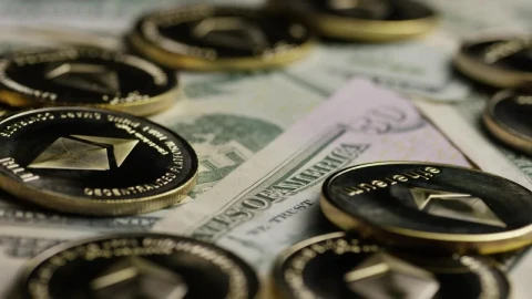 Free Stock Video Rotating Shot Of Ethereum Kinds Over Dollar Bills Live Wallpaper - Free Live Wallpaper