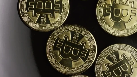 Free Stock Video Rotating Shot Of Golden Bitcoins From Above Live Wallpaper - Free Live Wallpaper