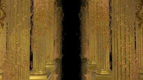 Free Stock Video Rows Of Golden D Greek Columns With Creepers Live Wallpaper - Free Live Wallpaper