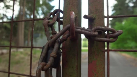 Free Stock Video Rusty Fence With A Chain Of A Property In Nature Live Wallpaper - Free Live Wallpaper