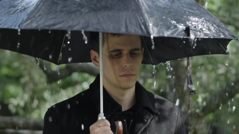 Free Stock Video Sad Man At A Funeral Raining With Umbrella Live Wallpaper - Free Live Wallpaper