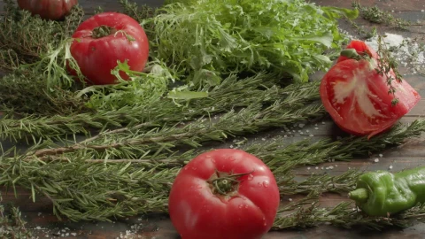 Free Stock Video Salad Ingredients On A Wooden Table Live Wallpaper - Free Live Wallpaper