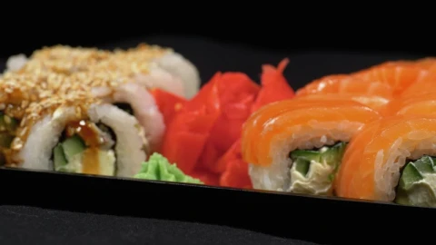 Free Stock Video Salmon Sushi Rotating On A Plastic Tray Live Wallpaper - Free Live Wallpaper