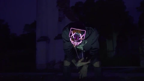 Free Stock Video Scary Clown Wearing A Led Mask Live Wallpaper - Free Live Wallpaper