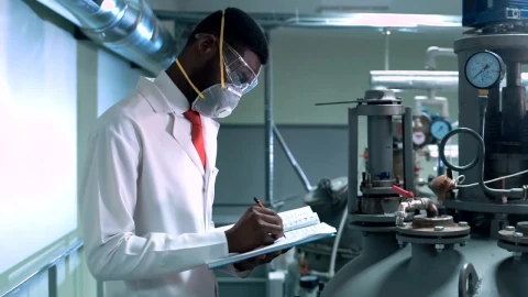 Free Stock Video Scientist In Facemask Writing In A Chemical Lab Live Wallpaper - Free Live Wallpaper