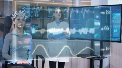 Free Stock Video Scientist Looks At Dna Info On Holographic Screens Live Wallpaper - Free Live Wallpaper
