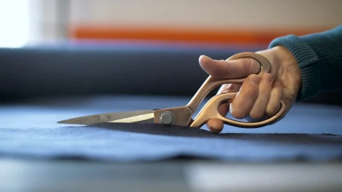 Free Stock Video Scissors Cutting A Blue Fabric Live Wallpaper - Free Live Wallpaper