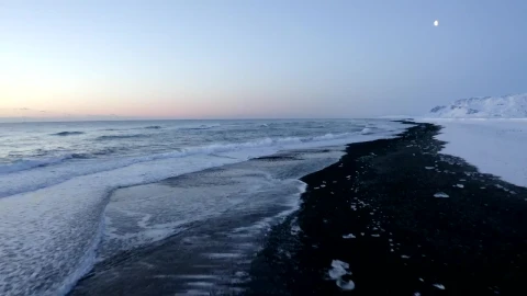 Free Stock Video Seashore On The Coast Of Iceland During Winter Live Wallpaper - Free Live Wallpaper