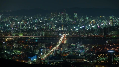 Free Stock Video Seoul Colorful Cityscape At Night And Traffic Live Wallpaper - Free Live Wallpaper