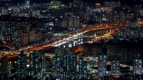 Free Stock Video Seoul Highway And The City Landscape At Night Live Wallpaper - Free Live Wallpaper