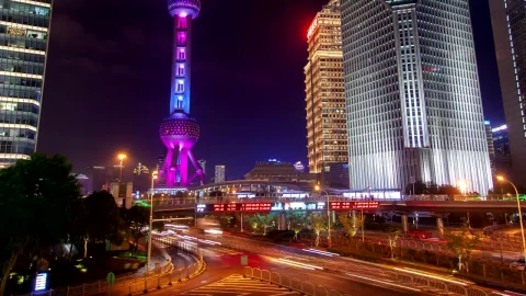 Free Stock Video Shanghai City Traffic And Illuminated A Tower Live Wallpaper - Free Live Wallpaper