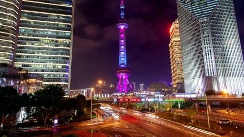 Free Stock Video Shanghai Iconic Tower At Night Live Wallpaper - Free Live Wallpaper