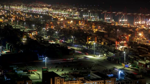 Free Stock Video Shanghai Containerport Working At Night Live Wallpaper - Free Live Wallpaper