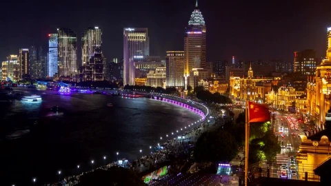 Free Stock Video Shanghai River And City Skyscrapers Illuminated Live Wallpaper - Free Live Wallpaper