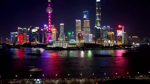 Free Stock Video Shanghai River And Illuminated City Buildings Live Wallpaper - Free Live Wallpaper
