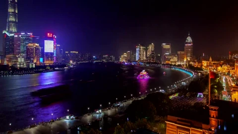 Free Stock Video Shanghai River Cityscape At Night Live Wallpaper - Free Live Wallpaper