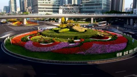 Free Stock Video Shanghai Roundabout With Traffic During The Day Live Wallpaper - Free Live Wallpaper