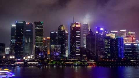 Free Stock Video Shanghai Urban Cityscape With Flashing Buildings Live Wallpaper - Free Live Wallpaper