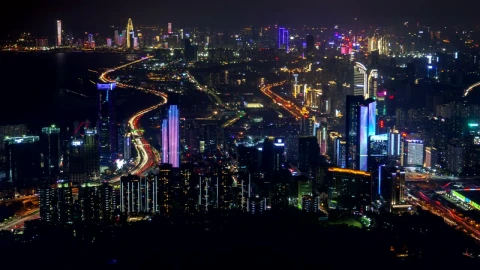 Free Stock Video Shenzhen Buildings Illuminates The Night Live Wallpaper - Free Live Wallpaper