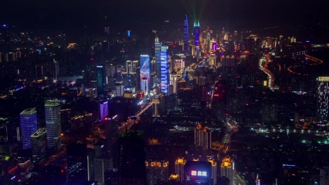 Free Stock Video Shenzhen Iluminated Skyscrapers At Night Live Wallpaper - Free Live Wallpaper
