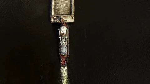 Free Stock Video Ship Pushing A Cargo Ship Aerial View Live Wallpaper - Free Live Wallpaper