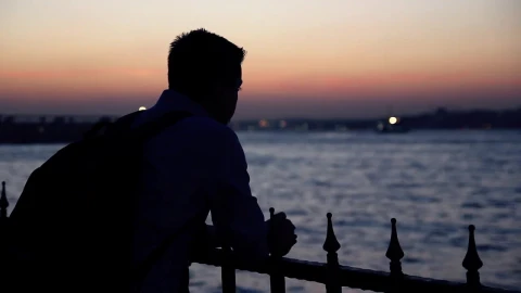 Free Stock Video Silhouette Of A Lonely Man At Dusk Near A River Live Wallpaper - Free Live Wallpaper