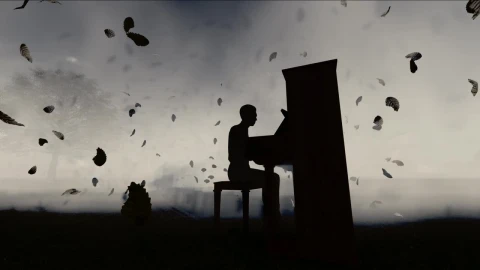 Free Stock Video Silhouette Of A Man Playing The Piano In The Dark Live Wallpaper - Free Live Wallpaper