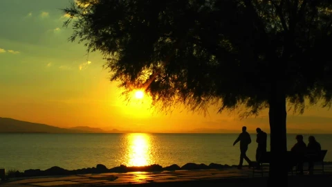 Free Stock Video Silhouette Of People Walking On The Boardwalk Live Wallpaper - Free Live Wallpaper