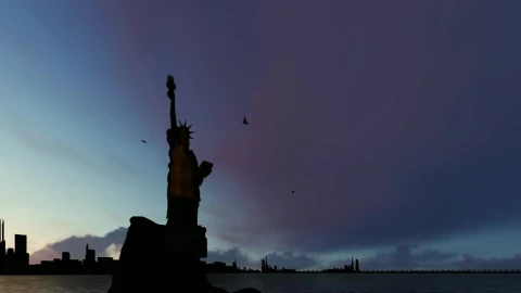Free Stock Video Silhouette Of The Statue Of Liberty D Live Wallpaper - Free Live Wallpaper