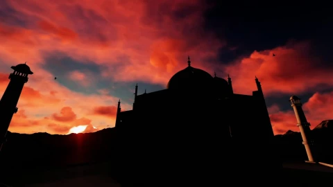 Free Stock Video Silhouette Of The Taj Mahal With The Sunset Behind Live Wallpaper - Free Live Wallpaper