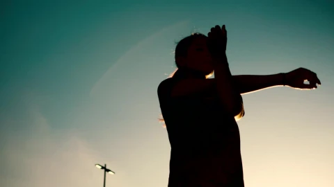 Free Stock Video Silhouette Of Woman Stretching Her Arms Live Wallpaper - Free Live Wallpaper