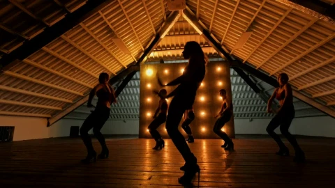 Free Stock Video Silhouettes Of Dancing Girls Performing At A Dark Stage Live Wallpaper - Free Live Wallpaper