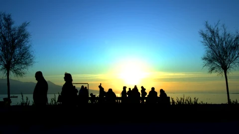 Free Stock Video Silhouettes Of People At Sunset On The Beach Live Wallpaper - Free Live Wallpaper