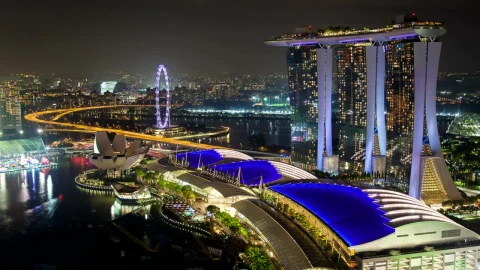 Free Stock Video Singapore Cityscape And Harbor At Night Live Wallpaper - Free Live Wallpaper