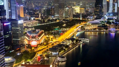 Free Stock Video Singapore Cityscape At Night Time Lapse Live Wallpaper - Free Live Wallpaper