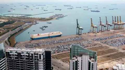 Free Stock Video Singapore Containerport And Cranes Live Wallpaper - Free Live Wallpaper