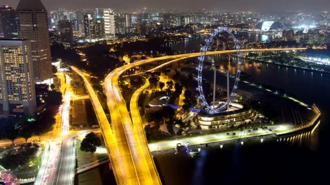 Free Stock Video Singapore Highway Roads Illuminated At Night Live Wallpaper - Free Live Wallpaper