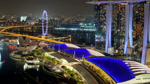 Free Stock Video Singapore Marina Bay Area At Night Live Wallpaper - Free Live Wallpaper