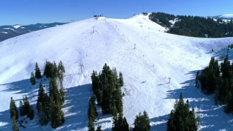 Free Video Stock Ski Area On A Snowy Mountain With Few Trees Live Wallpaper - Free Live Wallpaper