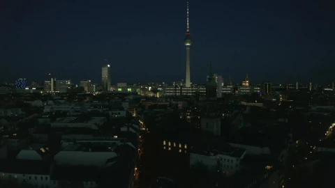 Free Video Stock Skyline From The Air Of An Empty City At Night Live Wallpaper - Free Live Wallpaper