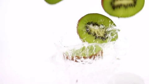Free Video Stock Slices Of Kiwi Falling Into Water Live Wallpaper - Free Live Wallpaper