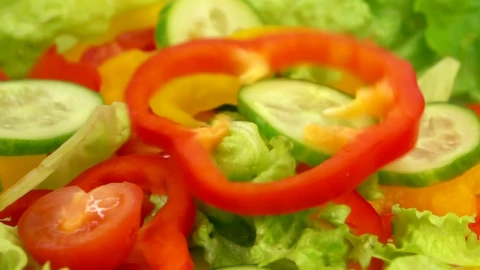 Free Video Stock Slices Of Vegetables Falling Over Salad Live Wallpaper - Free Live Wallpaper