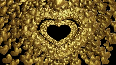 Free Video Stock Slowly Crossing Through A Tunnel Of Golden Hearts Live Wallpaper - Free Live Wallpaper