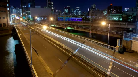 Free Video Stock Small Bridges Over A Canal In A City At Night Live Wallpaper - Free Live Wallpaper