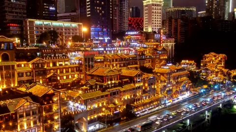 Free Video Stock Small Buildings In A City Covered In Lights Live Wallpaper - Free Live Wallpaper