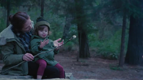 Free Video Stock Small Family Eating Roasted Marshmallows In Nature Live Wallpaper - Free Live Wallpaper