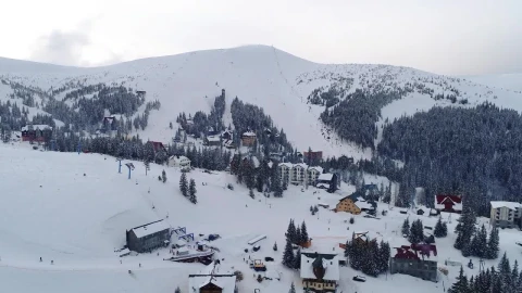 Free Video Stock Small Town On The Slopes Of The Snowy Mountains Live Wallpaper - Free Live Wallpaper
