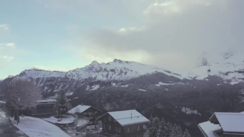 Free Video Stock Snow Capped Mountains And A Small Town Live Wallpaper - Free Live Wallpaper