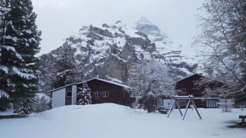 Free Video Stock Snow Covered Cabins At Base Of A Mountain Live Wallpaper - Free Live Wallpaper